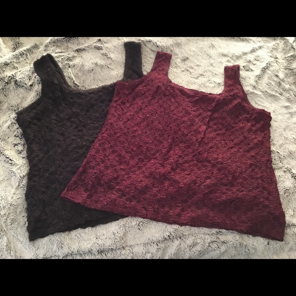 2 Coldwater Creek Stretch Lace Tank Tops